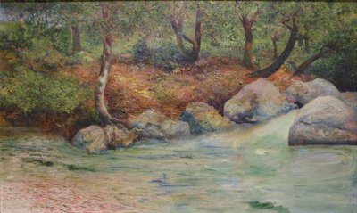 Landscape with forest and river by Joaquín Clausell